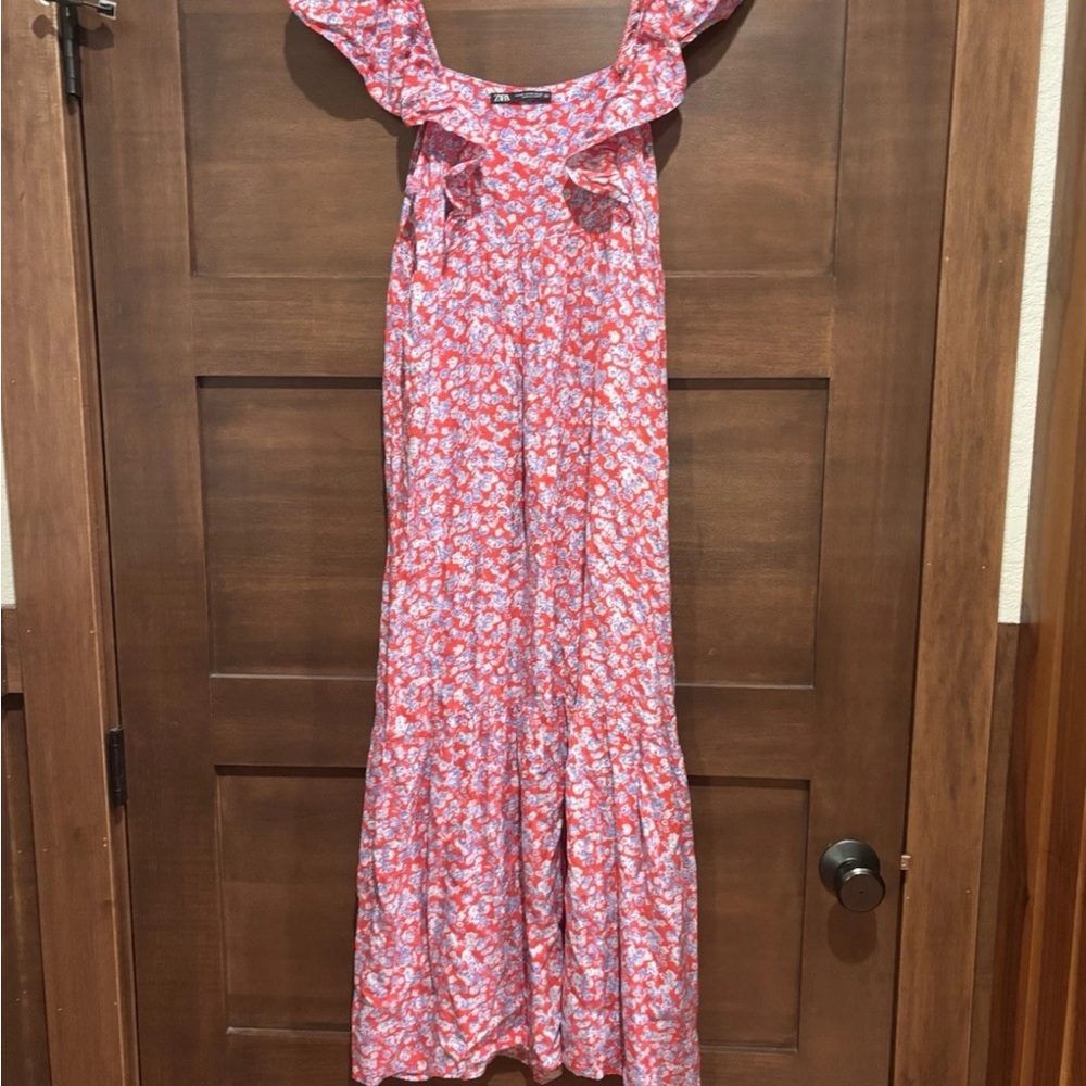 Zara Floral Red Maxi Dress - Picture 4 of 14